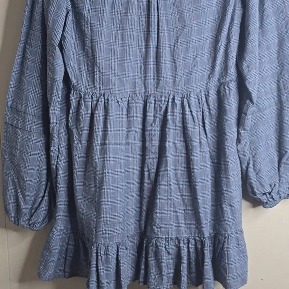 BDG Urban Outfitters Check Collar Long Sleeve Mini Dress Medium - Picture 13 of 13